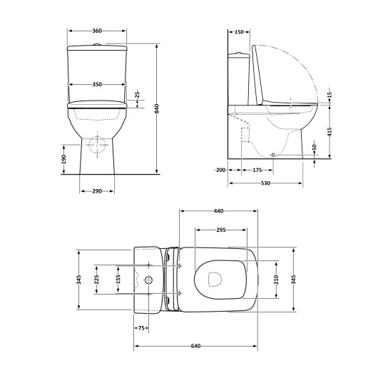 Унитаз напольный Qtap Stenava Rimless безободковый с сиденьем Soft-close white (QT27228303W)