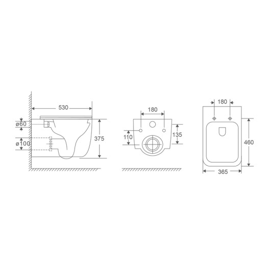 Унитаз подвесной Mixxus Premium Diverse-0101-T1 530x365x373mm, система смыва Tornado 1.0 (MP6477)