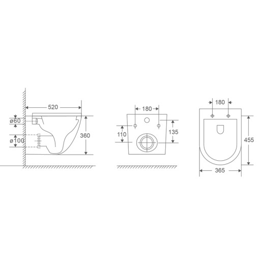 Унитаз подвесной Mixxus Premium ELLIPSE-0303-T3 BLACK 520х365х360mm (MP6591)