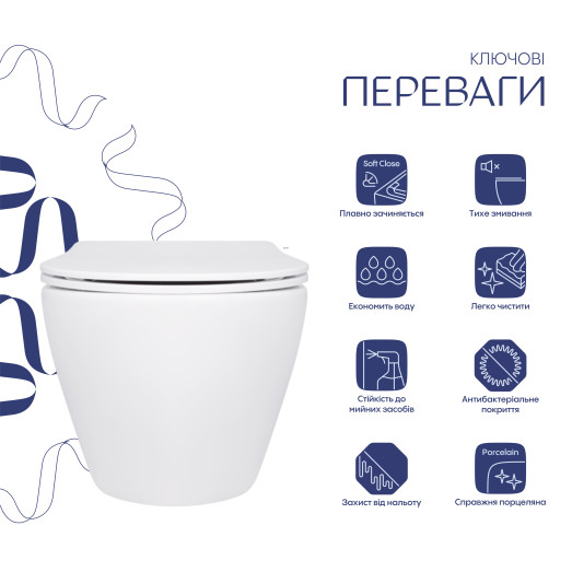 Унитаз подвесной Qtap Jay безободковый с сиденьем Soft-close (QT07335175W)
