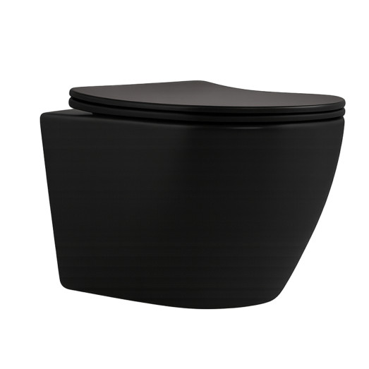 Унитаз подвесной Qtap Robin New Ultra Quiet безободковый с сиденьем Soft-close MATT BLACK (QT13332381ASMB)