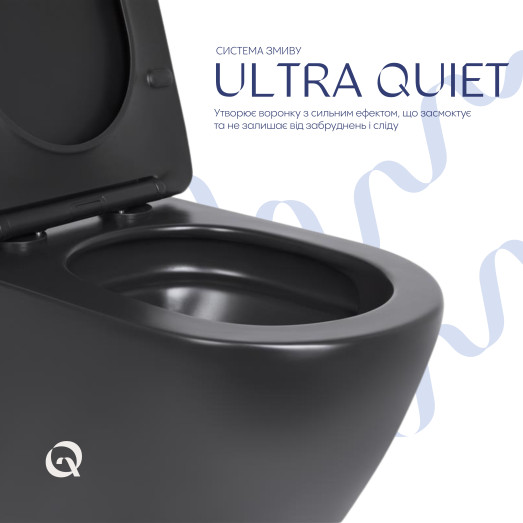 Унитаз подвесной Qtap Robin New Ultra Quiet безободковый с сиденьем Soft-close MATT BLACK (QT13332381ASMB)