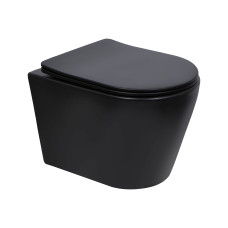 Унитаз подвесной Qtap Scorpio Ultra Quiet безободковый с сиденьем Soft-close MATT BLACK (QT14332380AMB)