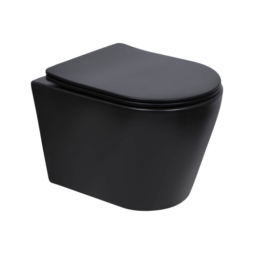 Унитаз подвесной Qtap Scorpio Ultra Quiet безободковый с сиденьем Soft-close MATT BLACK (QT14332380AMB)