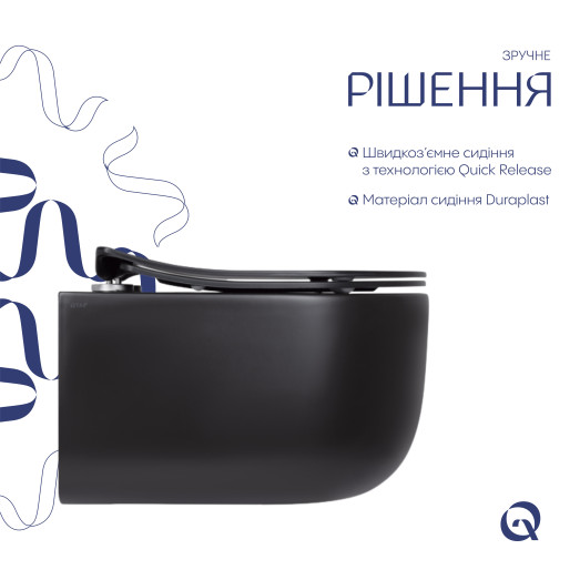 Унитаз подвесной Qtap Taurus безободковый с сиденьем Soft-close (QT2433084EUQMB)