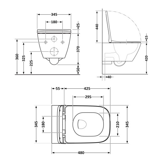 Унитаз подвесной Qtap Tern New Ultra Quiet безободковый с сиденьем Soft-close MATT BLACK (QT17332303ASMB)