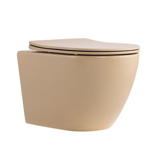 Унитаз подвесной Qtap Robin Ultra Quiet Beige с сиденьем Soft-close (QT13332381ASSB)