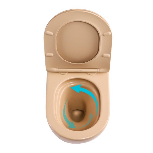 Унитаз подвесной Qtap Robin Ultra Quiet Beige с сиденьем Soft-close (QT13332381ASSB)