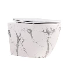 Унитаз подвесной Qtap Robin Ultra Quiet Marble с сиденьем Soft-close (QT13332381ASMR)