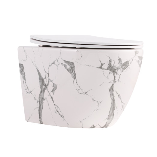 Унитаз подвесной Qtap Robin Ultra Quiet Marble с сиденьем Soft-close (QT13332381ASMR)