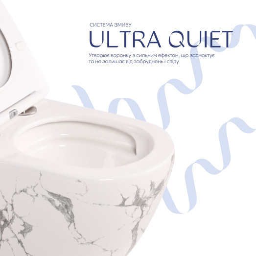 Унитаз подвесной Qtap Robin Ultra Quiet Marble с сиденьем Soft-close (QT13332381ASMR)