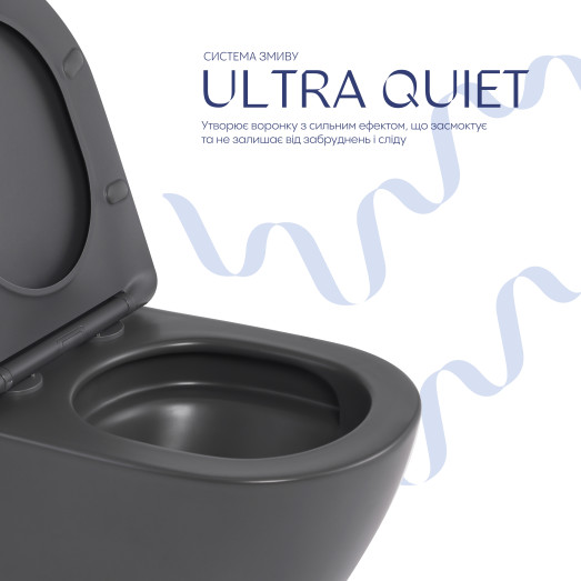 Унитаз подвесной Qtap Robin Ultra Quiet Anthracite с сиденьем Soft-close (QT13332381ASAN)