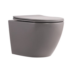 Унитаз подвесной Qtap Robin Ultra Quiet Stone Grey с сиденьем Slim Soft-close (QT13332381АSSG)