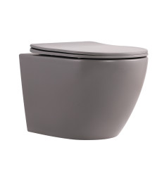Унитаз подвесной Qtap Robin Ultra Quiet Stone Grey с сиденьем Slim Soft-close (QT13332381ASSG)