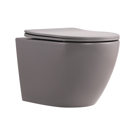 Унитаз подвесной Qtap Robin Ultra Quiet Stone Grey с сиденьем Slim Soft-close (QT13332381АSSG)