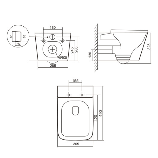 Унитаз подвесной Qtap Tern Ultra Quiet Anthracite с сиденьем Soft-close (QT17332303ASAN)