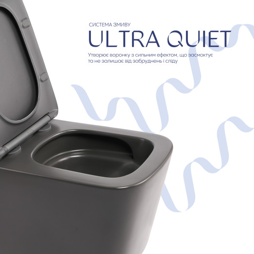 Унитаз подвесной Qtap Tern Ultra Quiet Anthracite с сиденьем Soft-close (QT17332303ASAN)