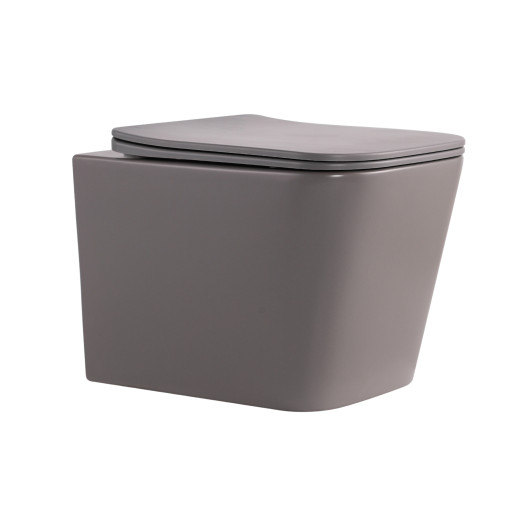 Унитаз подвесной Qtap Tern Ultra Quiet Stone Grey с сиденьем Soft-close (QT17332303ASSG)