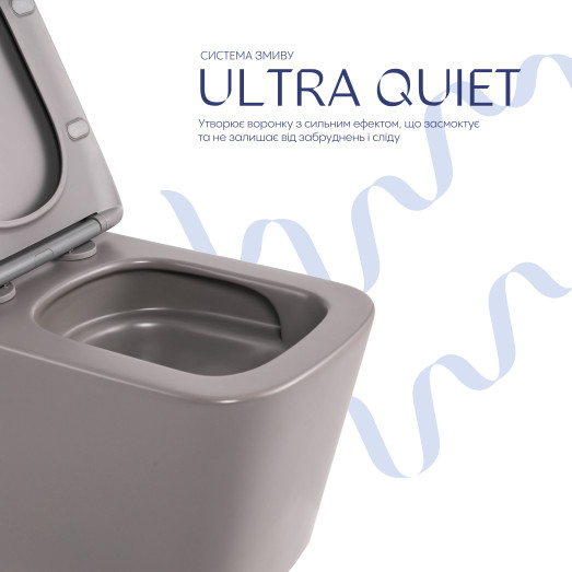 Унитаз подвесной Qtap Tern Ultra Quiet Stone Grey с сиденьем Soft-close (QT17332303ASSG)