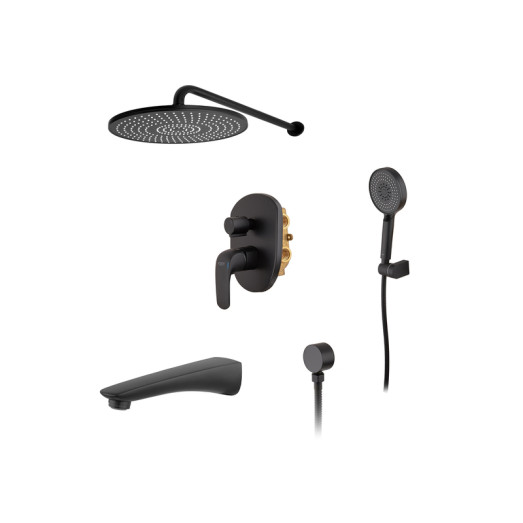 Встроенная душевая система со смесителем Koer KB-64008-05 черная (KR3477)