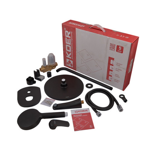 Встроенная душевая система со смесителем Koer KB-64008-05 черная (KR3477)