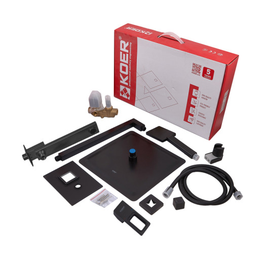 Встроенная душевая система со смесителем Koer KB-66009-05 черная (KR3509)