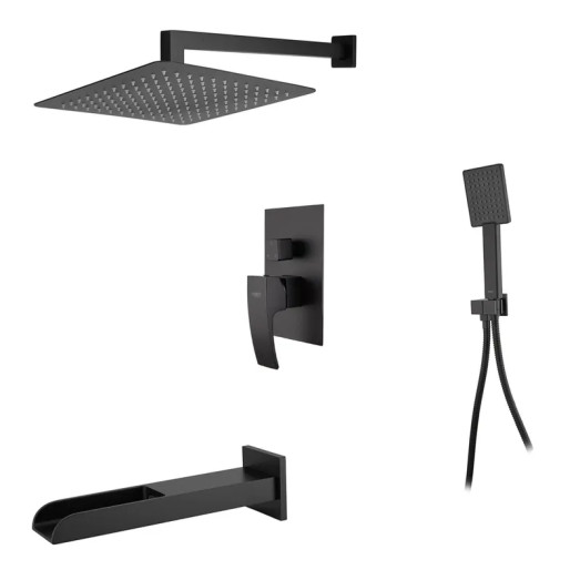 Встроенная душевая система со смесителем водопад Koer KB-68007-05 черная (KR3467)