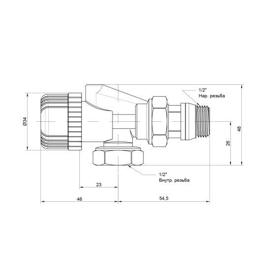 Вентиль двухугловой Icma 1/2" ВН №878 (81878AD06)