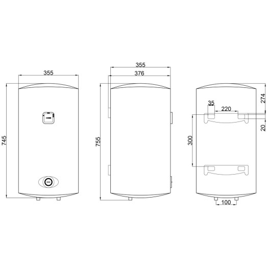Бойлер Thermo Alliance 50 л SLIM вертикальний, мокрий ТЕН 1,5 кВт (D50V15Q1)