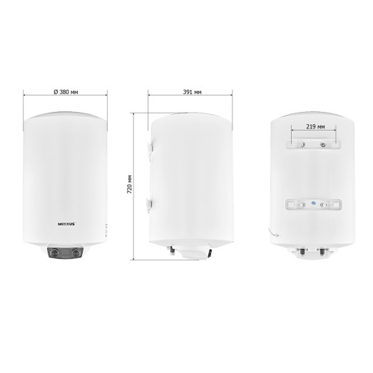 Водонагреватель «Цилиндр» MIXXUS EWH-08050 ROUND DRY накопительный 50 л, сухой тэн 2 kW (WH0608)