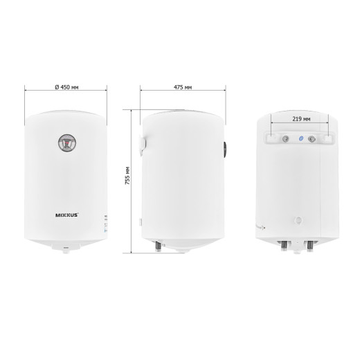 Водонагреватель «Цилиндр» MIXXUS EWH-07080 ROUND WET накопительный 80 л, мокрый тэн 1,5 kW (WH0602)