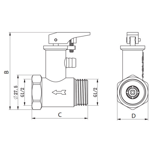 Предохранительный клапан для бойлера Koer KR.1046.K - 1/2” (KR4764)