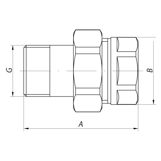 Згін американка (хром) 1" прямий Koer KR.341.chr (KR2704)