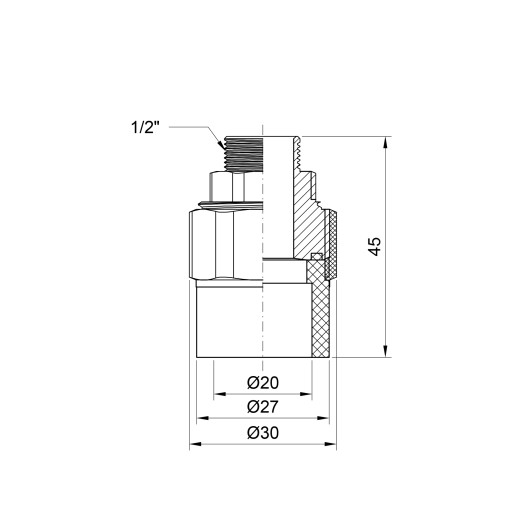 Сгон "Американка" PPR Alfa Plast 20х1/2" ЗР (APMTUX2012X)