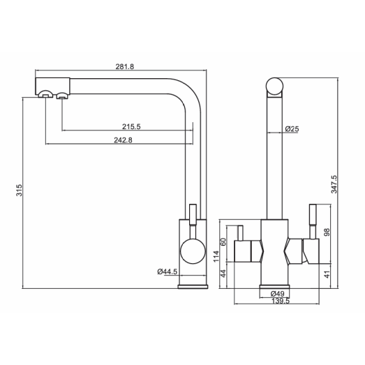 Змішувач для кухні з підключенням до фільтра FADO Malawi хром (MIX01501C)