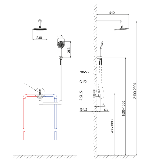 Змішувач для душу прихованого монтажу FADO Nemi матовий чорний (MIX08034B)