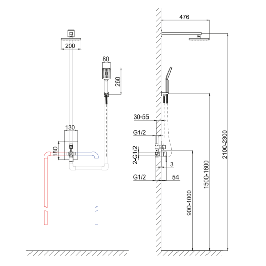 Змішувач для душу прихованого монтажу FADO Verona матовий чорний (MIX06034B)