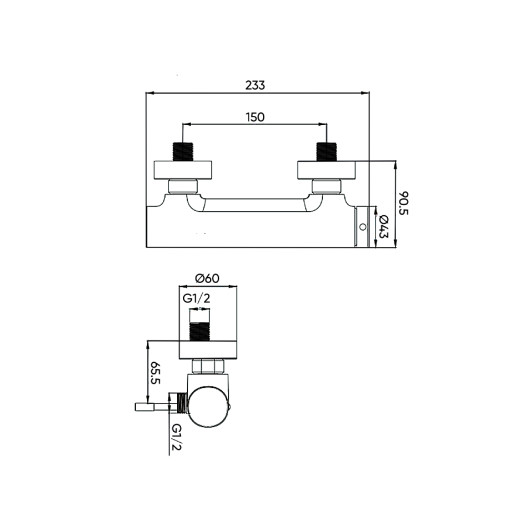Змішувач для душу в комплекті FADO Lira хром (MIX0703C)