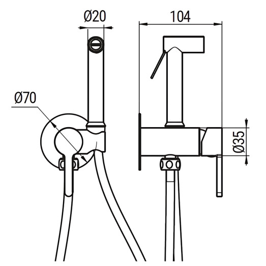 Змішувач для гігієнічного душу Koer KB-23029-07 колір графіт (KR5499)