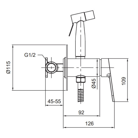 Змішувач для гігієнічного душу Koer KI-23016-02 (KR4793)
