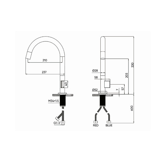 Змішувач для кухні FADO Ravenna графіт (MIX01301GG)