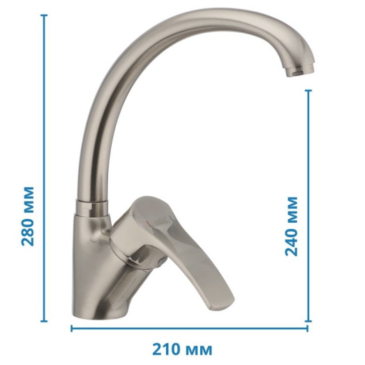 Змішувач для кухні Haiba Focus 011 колір нержавіюча сталь (HB0922)