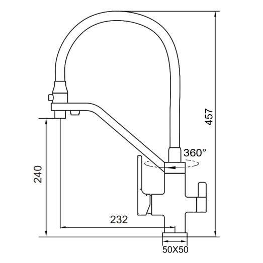 Смеситель для кухни Koer KB-72009-01 с выходом для питьевой воды (KR5006)