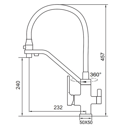 Змішувач для кухні Koer KB-72009-05 з виходом для питної води (KR5007)