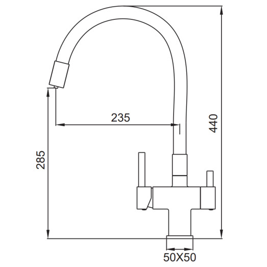 Смеситель для кухни Koer KB-72023-01 с выходом для питьевой воды (KR5008)