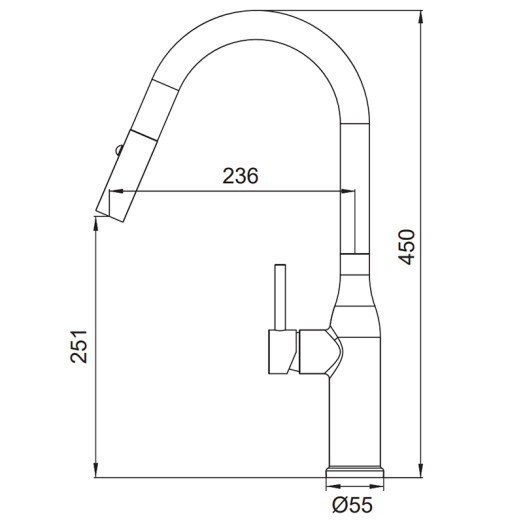 Смеситель для кухни Koer KI-70004-12 с выдвижным изливом (KR5004)
