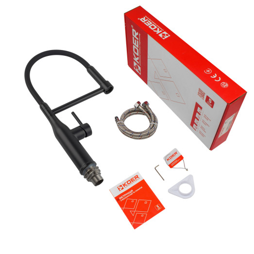 Смеситель для кухни Koer KI-70005-05 с черным силиконовым изливом (KR5005)