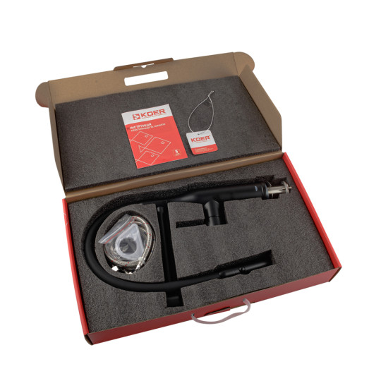 Смеситель для кухни Koer KI-70005-05 с черным силиконовым изливом (KR5005)