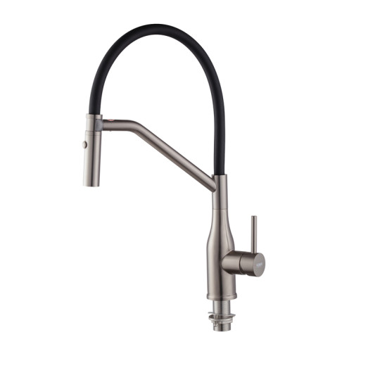 Змішувач для кухні Koer KI-70026-07 з чорним силіконовим виливом (KR5211)