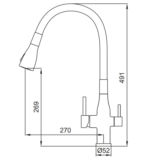 Змішувач для кухні Koer KI-72024-02 з виходом для питної води (KR5011)